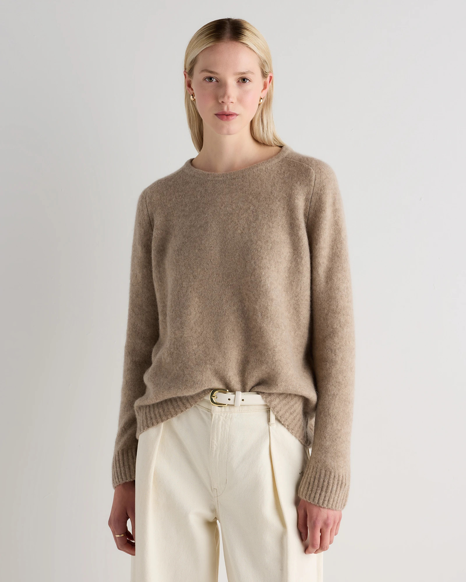 Quince | Women's Cashmere Silk Boucle Relaxed Crewneck Sweater in Soft Navy, Size Large | Quince