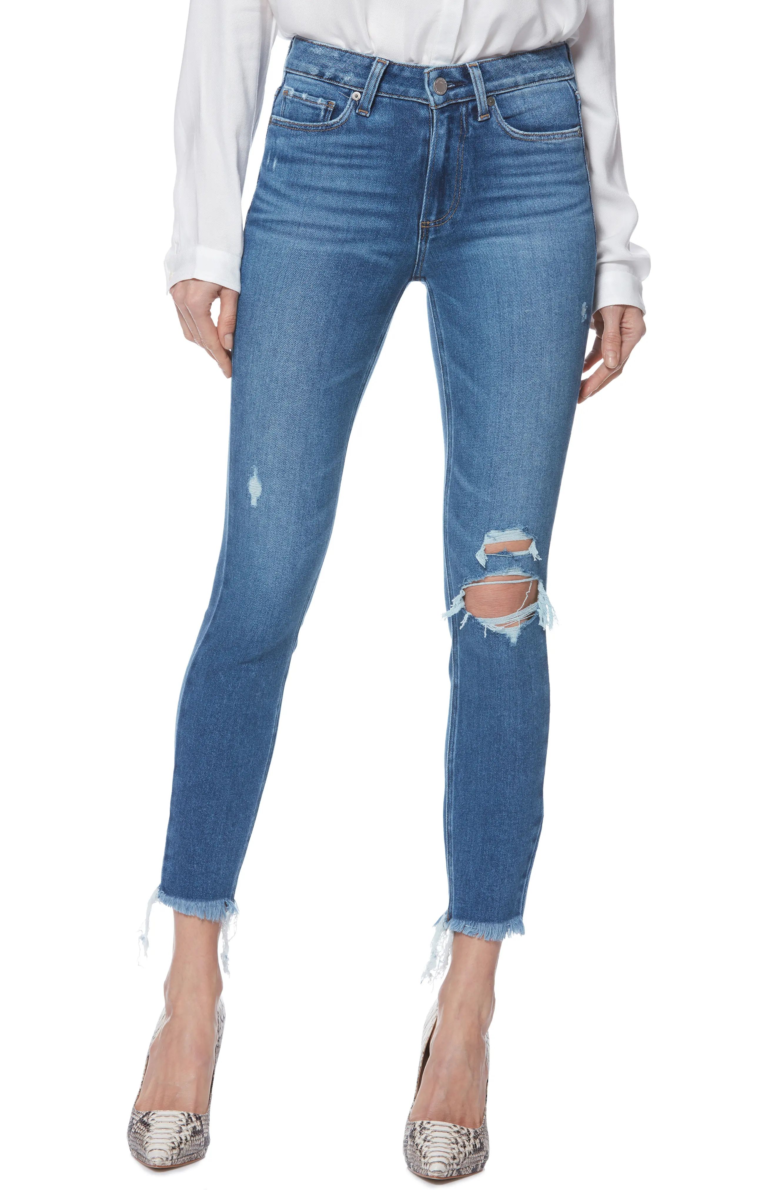 PAIGE Hoxton Ripped Ankle Skinny Jeans (Alessio Destructed) | Nordstrom