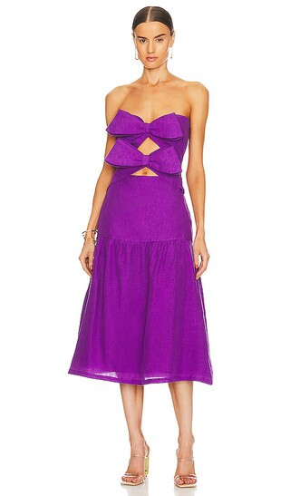 Fantasy Strapless Midi Dress in Fuchsia | Revolve Clothing (Global)