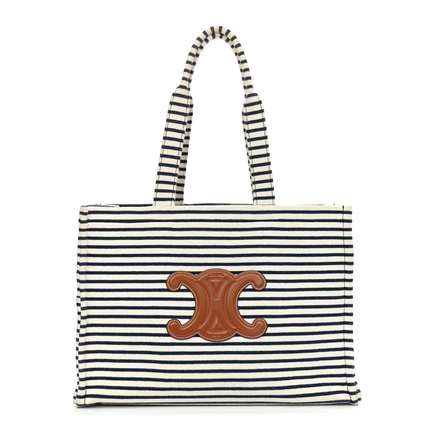 CELINE Canvas Calfskin Striped Triomphe Cabas Brown | FASHIONPHILE (US)