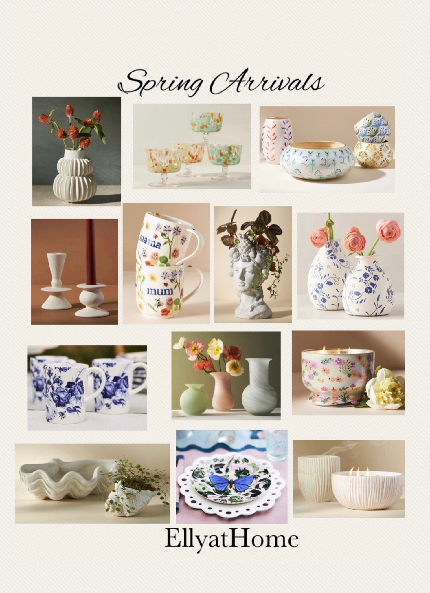 Pretty spring arrivals! Spring styling decor, vases, candle holders, fragrant candles. Florals, neutrals, blue, white, pink. Gifts, Easter, Mother’s Day. Add to your kitchen, dining room, bedroom, living room. Modern traditional, classic, cottage, coastal, transitional home style. Anthropologie, anthro living. 


#LTKSeasonal #LTKhome #LTKunder50