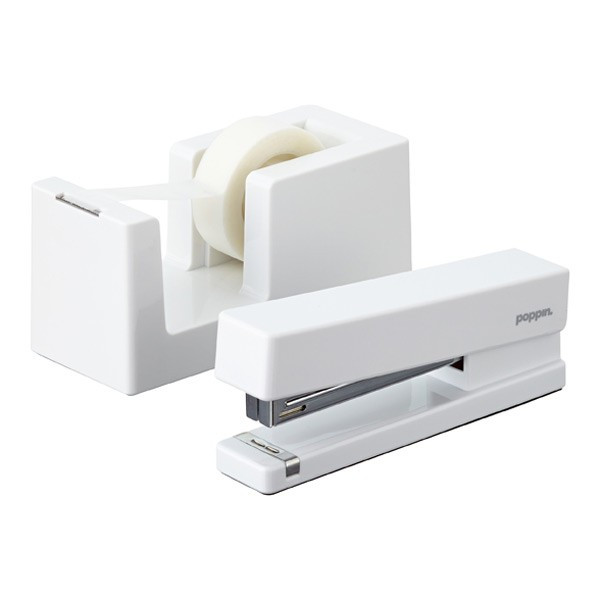 White Poppin Tape Dispenser & Stapler | The Container Store