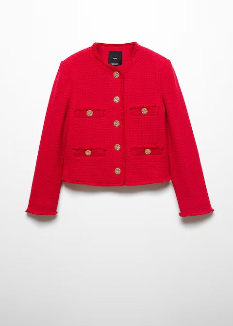 Tweed jacket with metal buttons | MANGO (US)