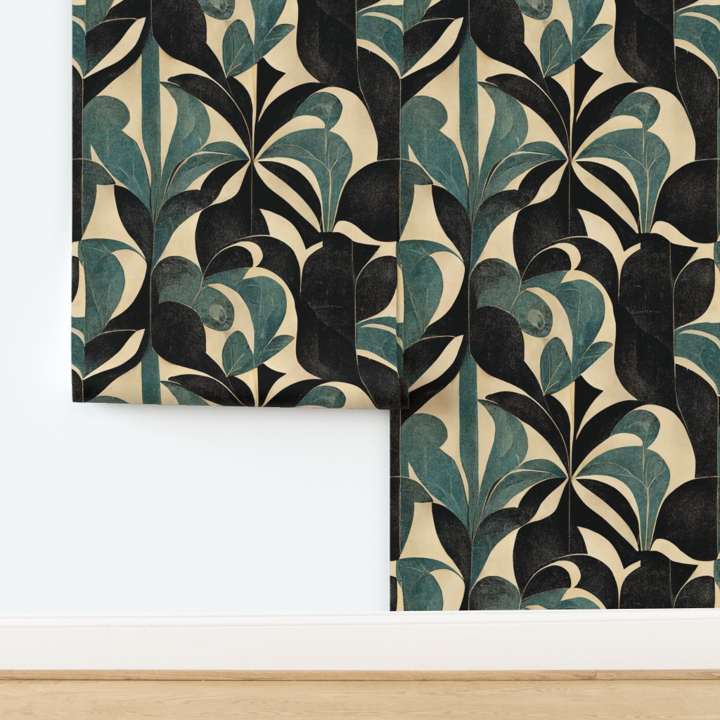 Vintage 1920s Art Deco Style Fancy Leaf II Wallpaper | Spoonflower | Spoonflower
