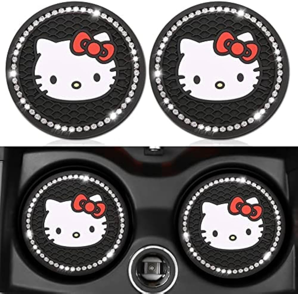 2PCS Bling Car Cup Coaster,Silicone Non-Slip Pads for Cup Holder Car Coasters,Cute White Bling Ca... | Amazon (US)