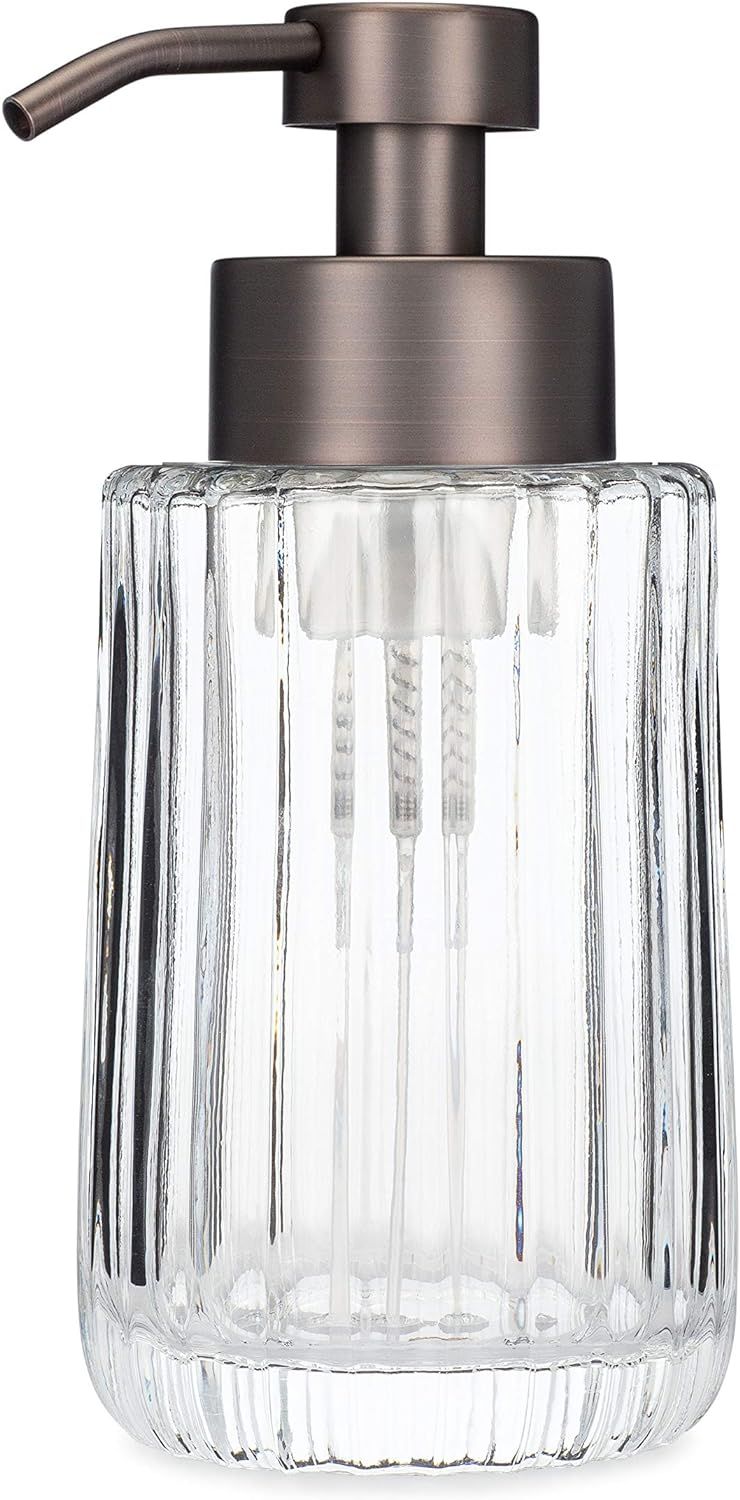 Flora Fluted Foaming Soap Dispenser | Modern Glass Refillable Foaming Soap Dispenser Pump Bottle ... | Amazon (US)