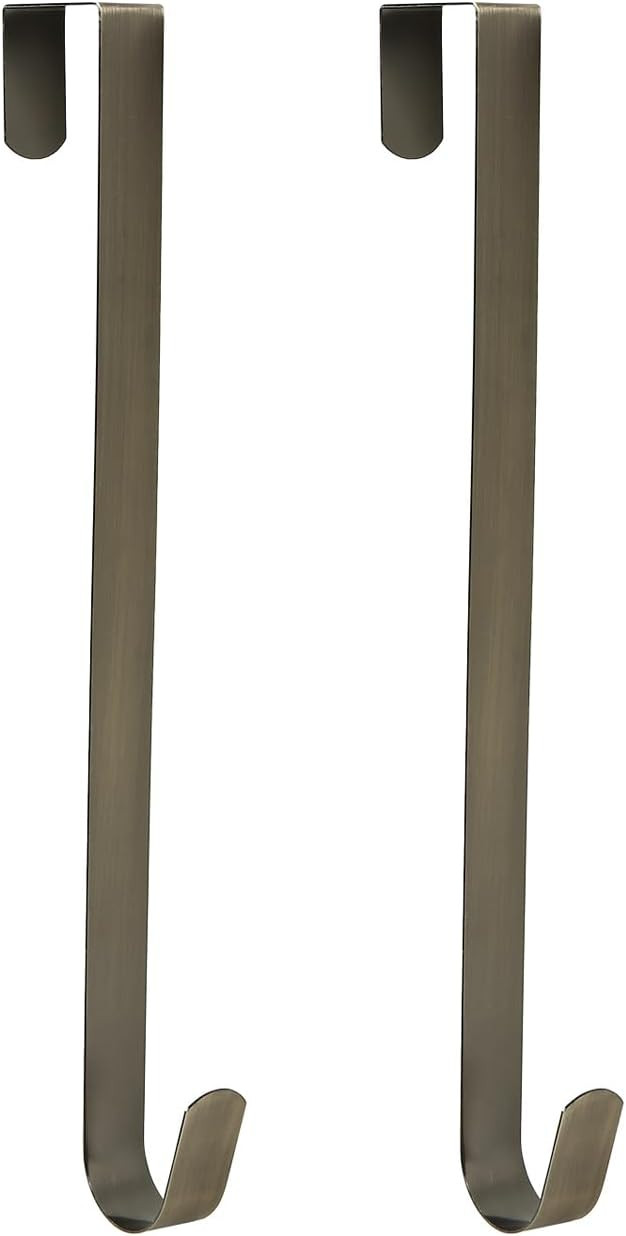 Sattiyrch 12" Front Door Wreath Hanger, Ultra Slim Metal Over Door Hook, Damage-Free Hanging for Seasonal & Year-Round Wreaths, Fits Most Doors, Bronze, 2 Pack | Amazon (US)