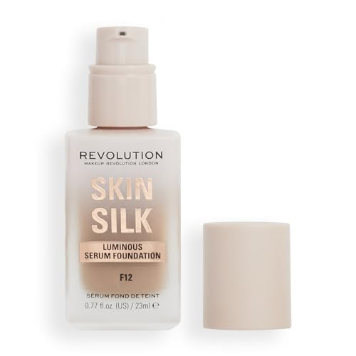 Revolution Beauty London, Skin Silk Serum Foundation, Light to Medium Coverage, Lightweight & Radiant Finish, Contains Hyaluronic Acid, F12 Tan Skin Tones, 0.77 fl oz | Amazon (US)