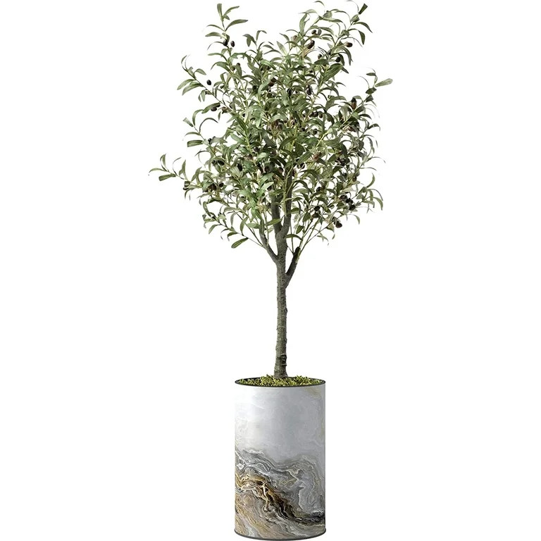 Artificial Tree in Modern Granite Effect Planter, Fake Olive Silk Tree for Indoor and Outdoor Hom... | Walmart (US)