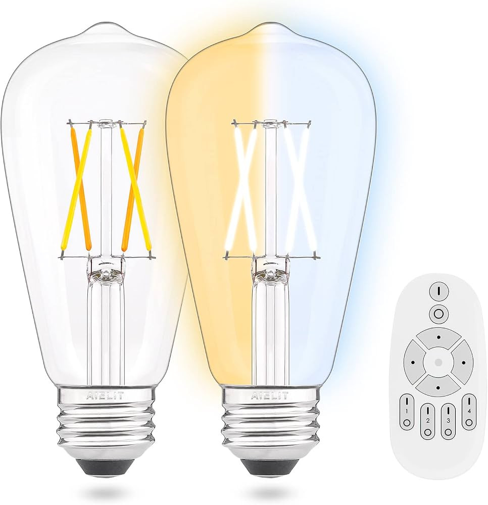 Vintage Remote Control Smart LED Edison Light Bulbs- E26 Standard Base- Dimmable 4W(40W Equivalen... | Amazon (US)