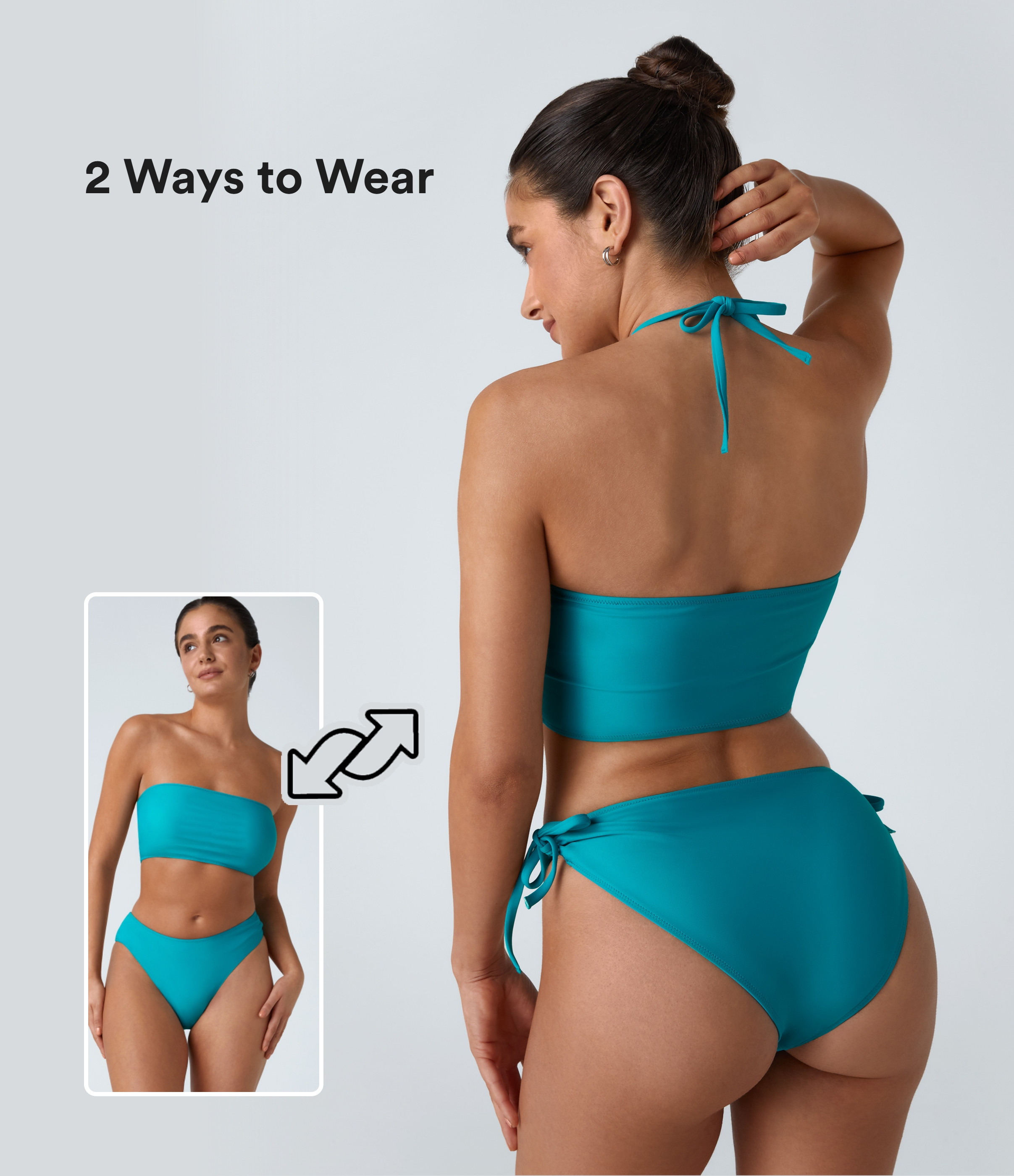 Halara Removable Strap Halter Bikini Top Swimsuit  - Lake Blue - XS | HALARA