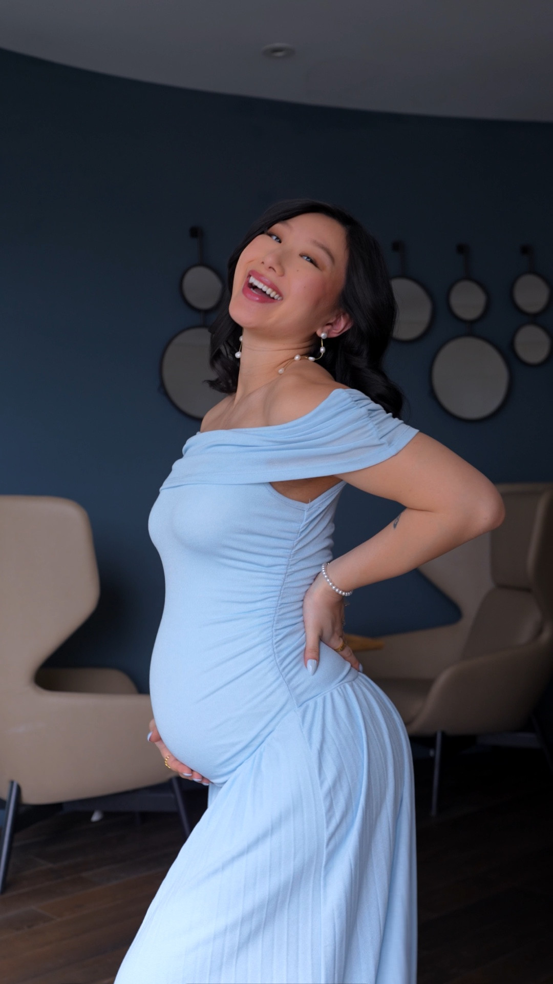 Blue Off Shoulder Dress: size XS (pre-pregnancy size)
Wearing white strapless dress underneath (blue dress a bit sheer)
Gray Knit Set: size XS

Outfit idea, bump style, pregnant fashion, baby shower outfit, maternity dress, wedding guest dresss

#LTKmomlife #LTKBump #LTKootd