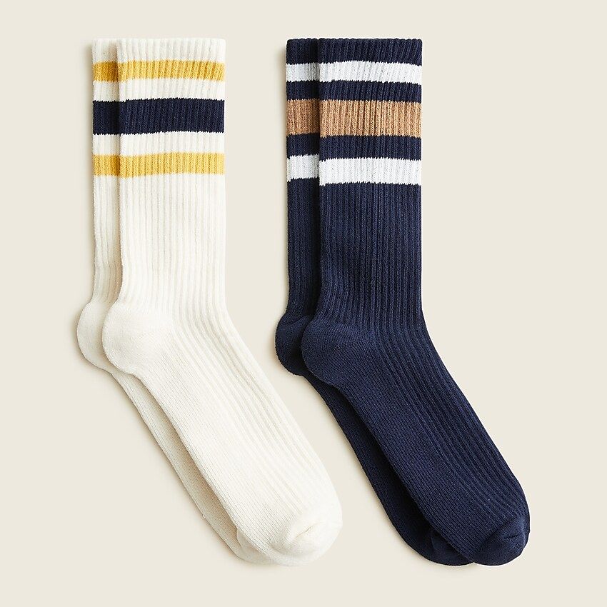 Rugby-stripe trouser sock two-pack | J.Crew US