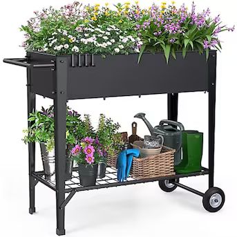 Serra Terra Sturdy Black Metal Raised Garden Bed with Drainage System, Reinforced Legs, and Enhan... | Lowe's