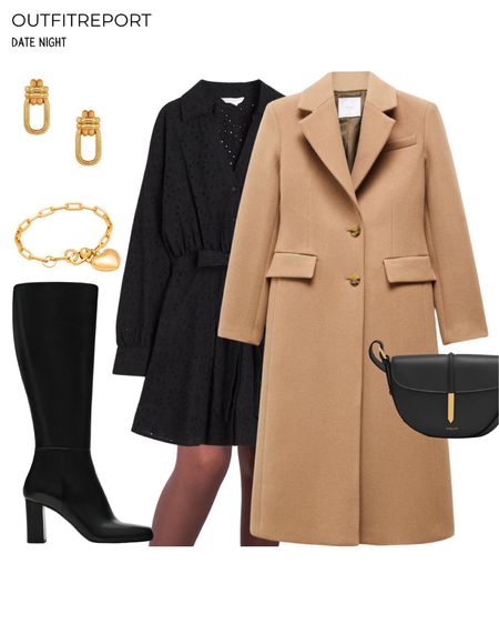 Date night camel coat jacket mini dress gold jewelley and knee high boots 

#LTKitbag #LTKshoecrush #LTKstyletip