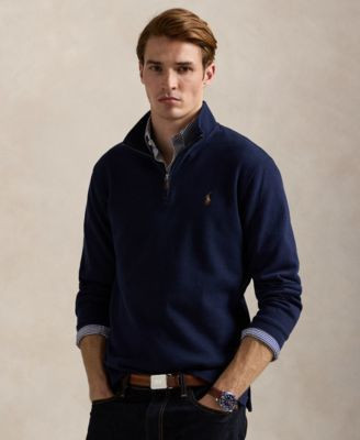 Men's Estate-Rib Cotton Quarter-Zip Pullover | Macy's