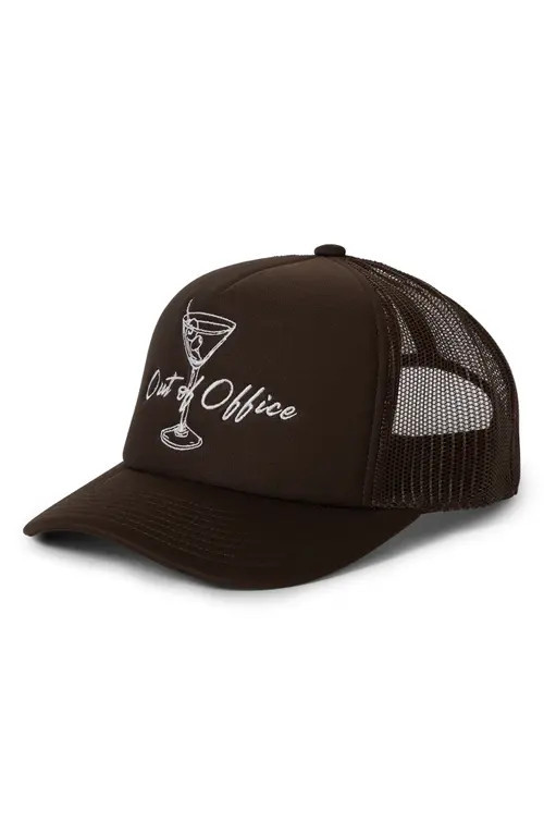 Brixton Out of Office NetPlus® Trucker Hat in Pinecone Brown/Pinecone Brown at Nordstrom | Nordstrom