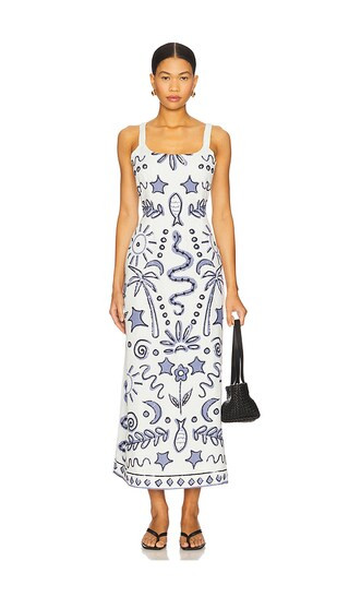 Cleobella Shelly Ankle Dress in White,Blue. - size M | Revolve Clothing (Global)