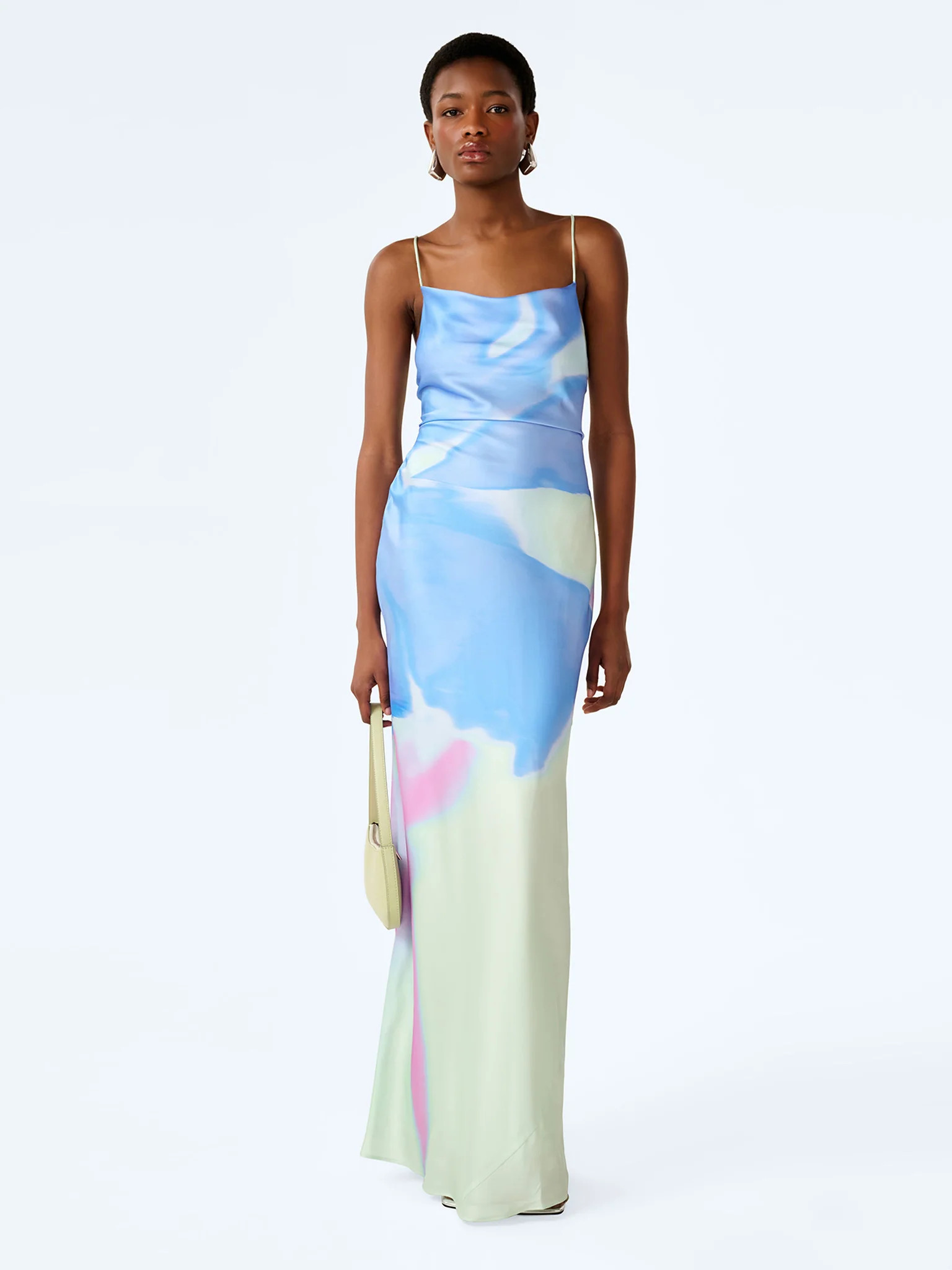 Ginny Dress in Mint Glitched Floral Placement | OMNES UK