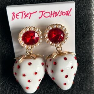 BETSEY JOHNSON Red White Strawberry Drop Earrings | Poshmark