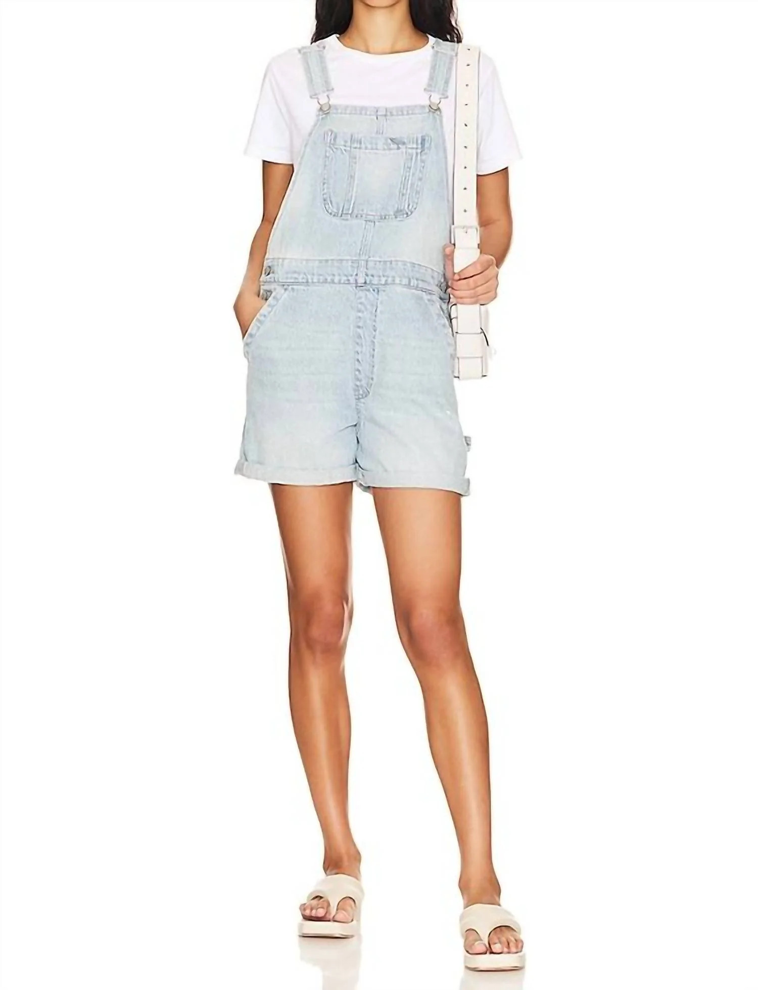 Beatrix Denim Short Overalls In Surfrider | Shop Simon