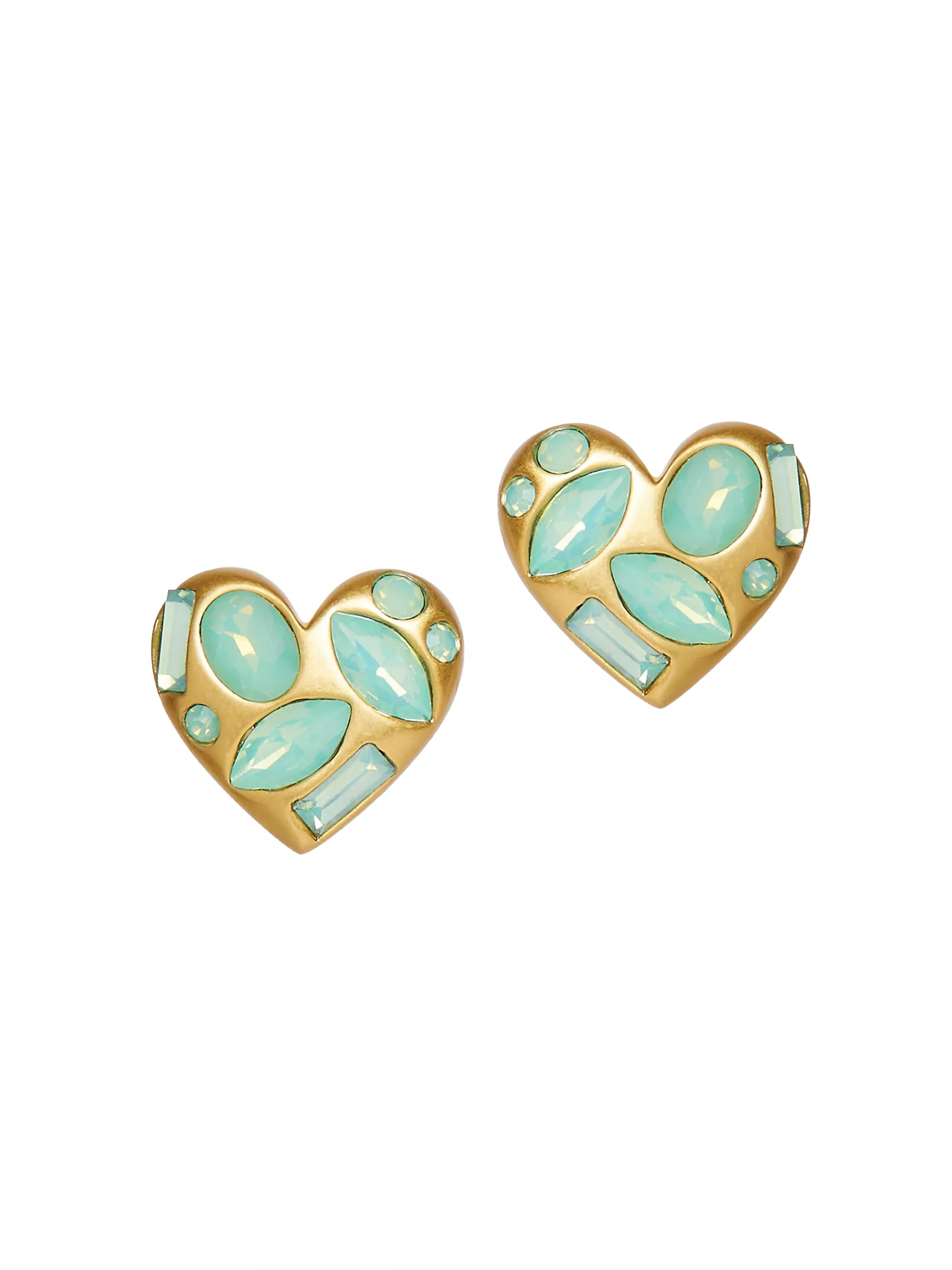 Crystal Molten Heart 14K-Gold-Plated & Resin Stud Earrings | Saks Fifth Avenue
