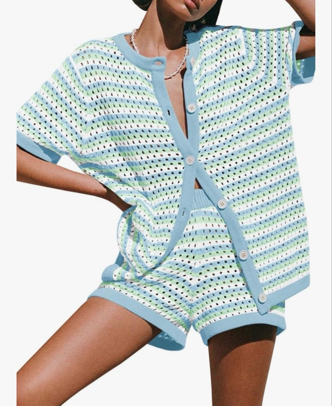 Matching crochet knit set button up and shorts

#LTKootd #LTKSwim #LTKSaleAlert