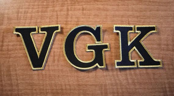 Vegas Golden Knights "V G K" 3mm Gold Boarder Iron-On Patch Set | Etsy (US)