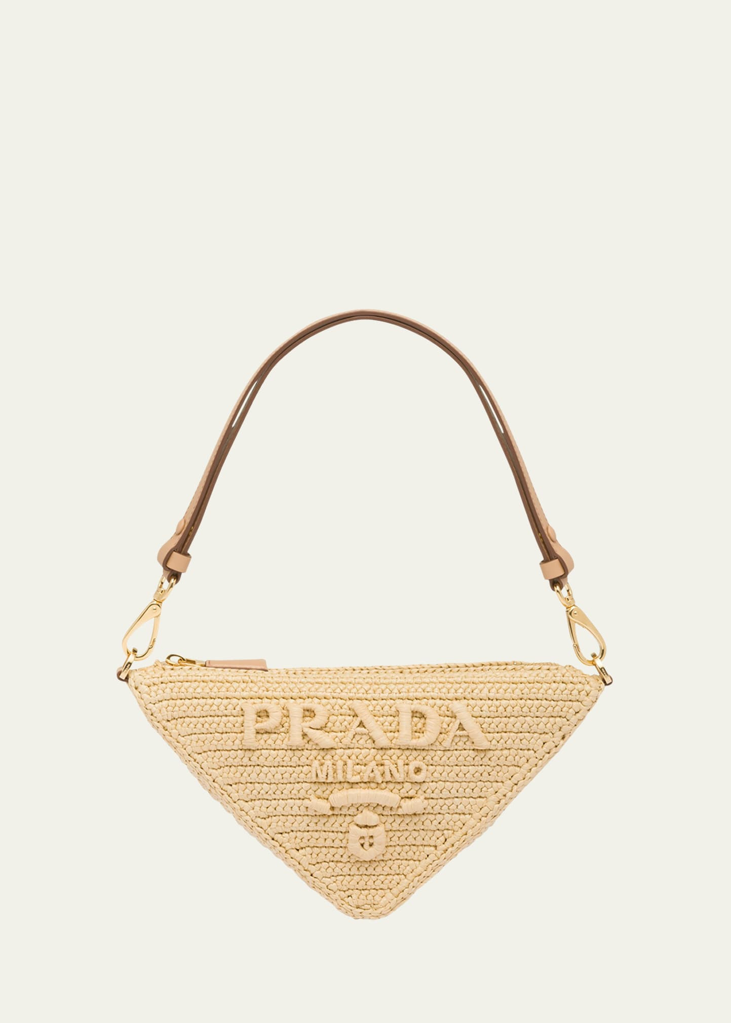 Triangle Raffia Pouch Top-Handle Bag | Bergdorf Goodman