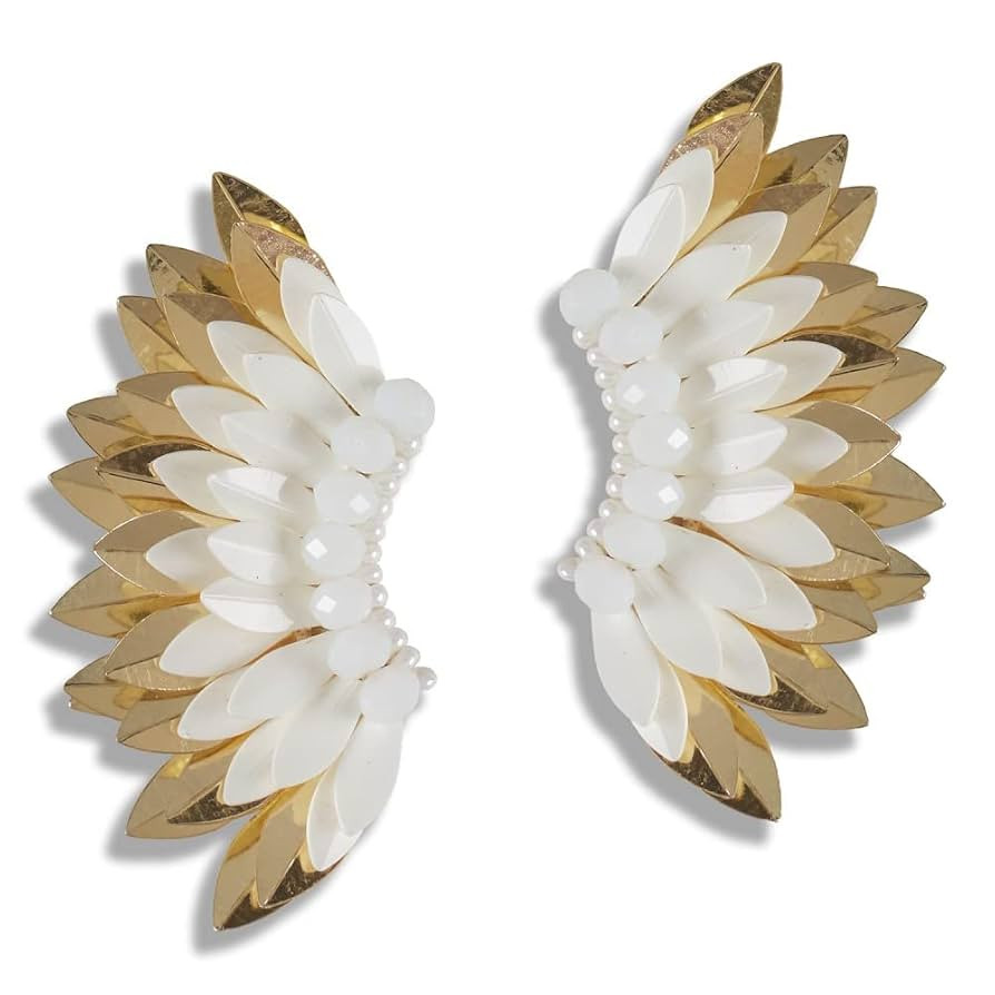 Angel wing earrings for women, Small statement Handmade Prom Earrings, Wings stud for girls, Bead... | Amazon (US)