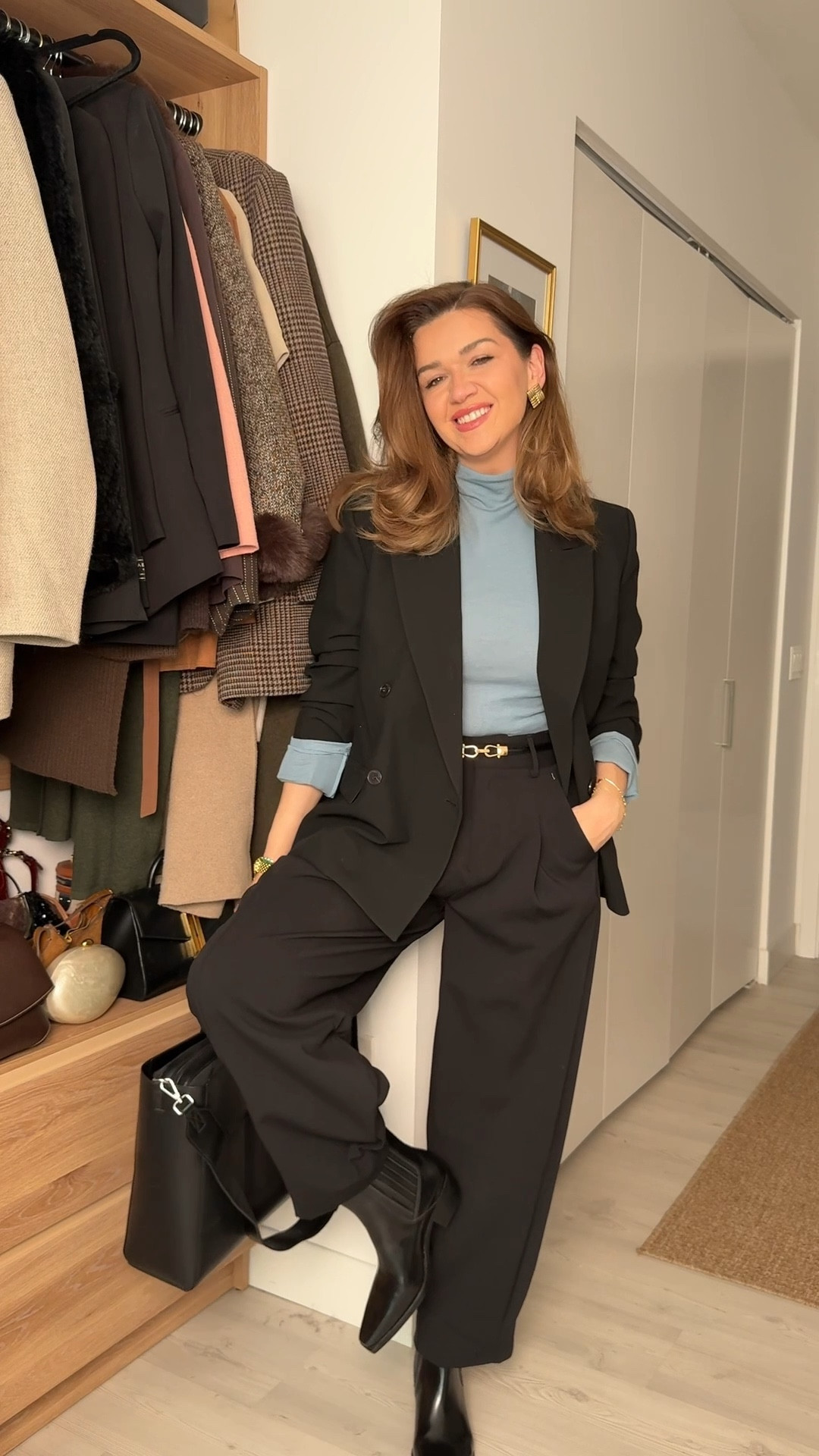 The 90s called! I LOVE this look so much. A modern yet timeless twist on a classic suited look without feeling “outdated” 🤍

The pants are from Walmart but out of stock, so I added a similar Madewell option which is now an extra 40% off ( from $128 to $68!) - but any wide leg black trouser will fit in here 🥰

Blazer: S, runs oversized 
Pants: 6 run true to size 
Top: Medium, super stretchy & soft 

#LTKWorkwear #LTKMidsize #LTKSeasonal