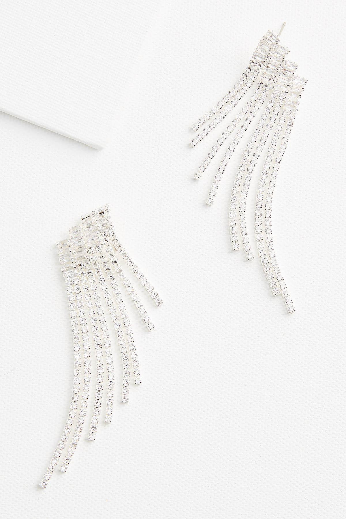 rhinestone fringe earrings | Versona