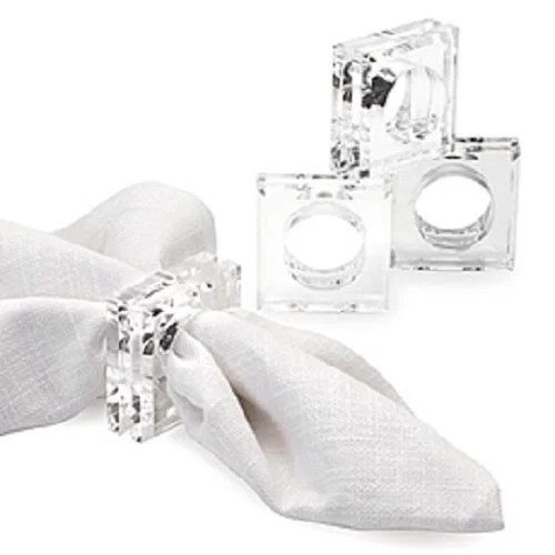Acrylic Lucite Set of 4 Square Beveled Napkin Rings by Sparkle - Walmart.com | Walmart (US)