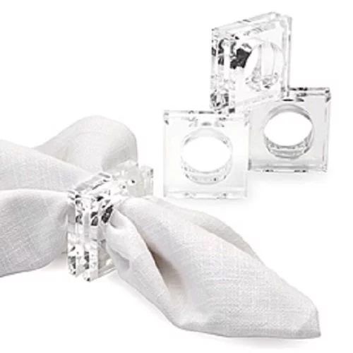 Acrylic Lucite Set of 4 Square Beveled Napkin Rings by Sparkle - Walmart.com | Walmart (US)