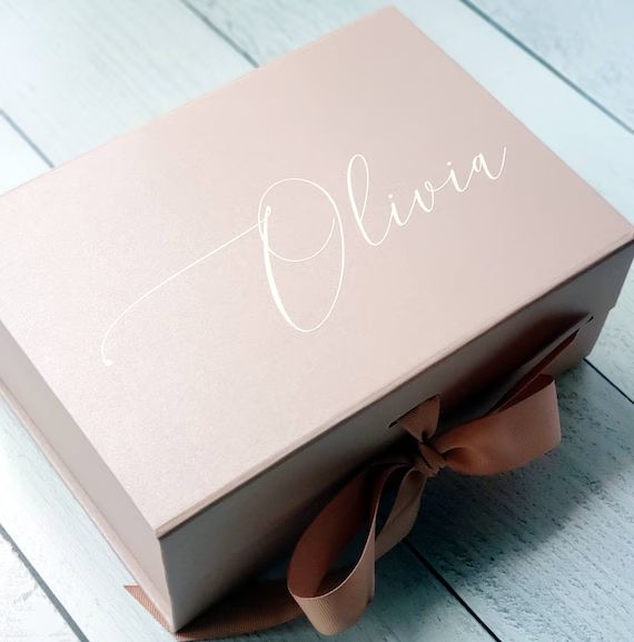 Birthday Gift Box•Birthday Gift•Personalized Box•Bridesmaid Gift•Rose Gold,White Gift Box... | Etsy (US)
