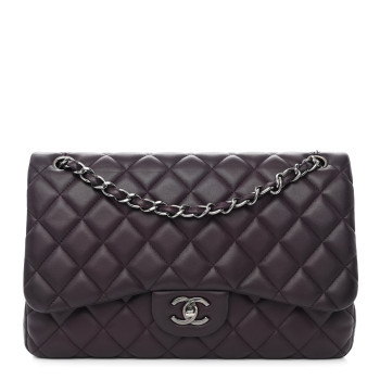 Lambskin Quilted Jumbo Double Flap Purple | FASHIONPHILE (US)