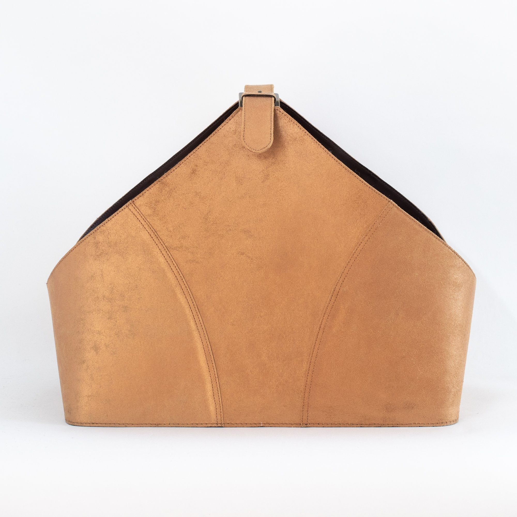 Copper Leather Storage Tote | The Vintage Rug Shop