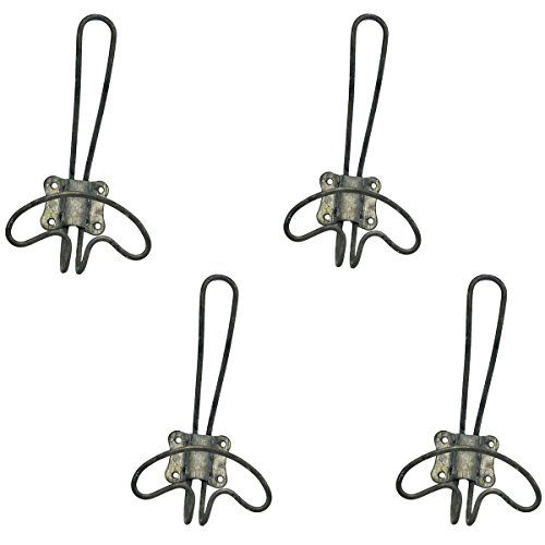 Rustic Vintage Style Small Zinc Wire Wall Coat Hat Towel Hooks - Set of 4 | Amazon (US)