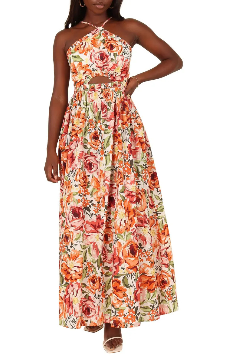 Madeira Cutout Halter Neck Maxi Sundress | Nordstrom