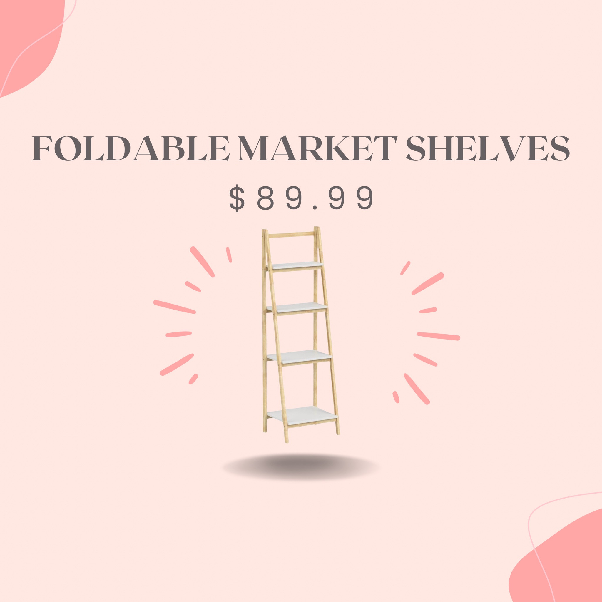 I’ve been getting LOTS of questions about the shelves I use for my market displays! 

I was on the hunt for shelves that were not only cute, but functional as well. These units easily fold up just like a ladder, making it super easy to transport them to and from markets. All four shelves are different widths, and they are very sturdy! 

If you’re looking for some shelving units to help elevate your market display, these are the way to go! 

#LTKover40 #LTKfindsunder100 #LTKhome