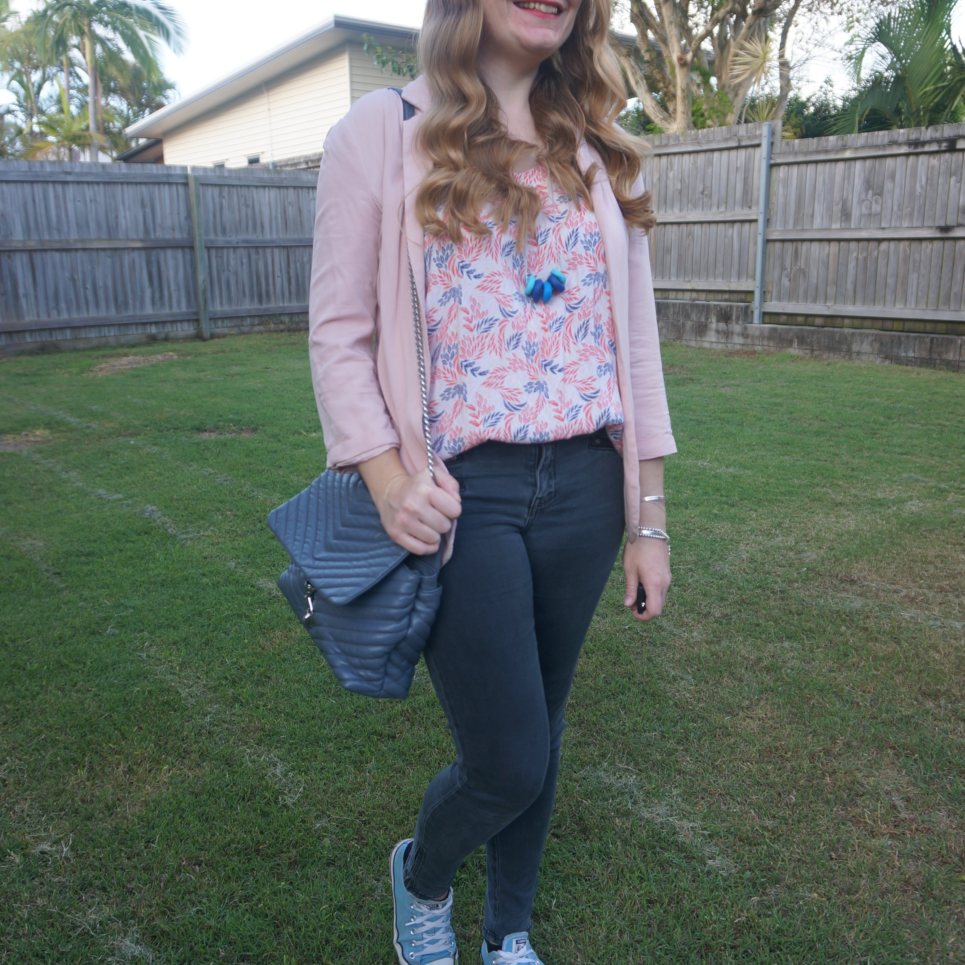 Black skinny jeans, fern print tank, blush blazer and Rebecca Minkoff Luna blue Edie shoulder bag 💙💕

#LTKbag #LTKworkwear #LTKaustralia