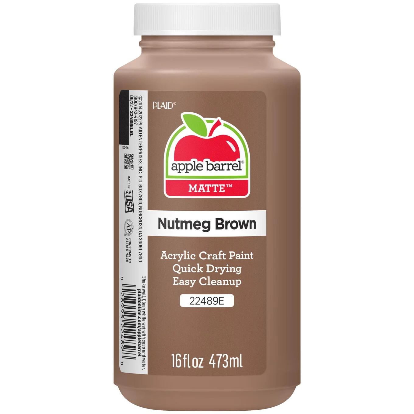 Apple Barrel Acrylic Craft Paint, Matte Finish, Nutmeg Brown, 16 fl oz | Walmart (US)