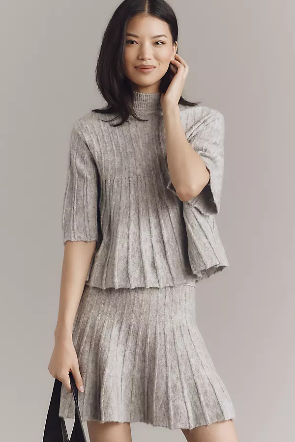 Short-Sleeve Mock-Neck Swing Sweater | Anthropologie (US)