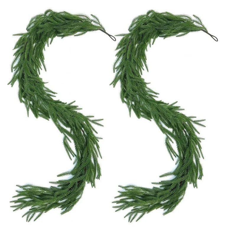 Uncahome  2 Pcs  6Feet  Christmas Garlands, Norfolk Pine Garland,Real Touch Winter Green Pine Gar... | Walmart (US)