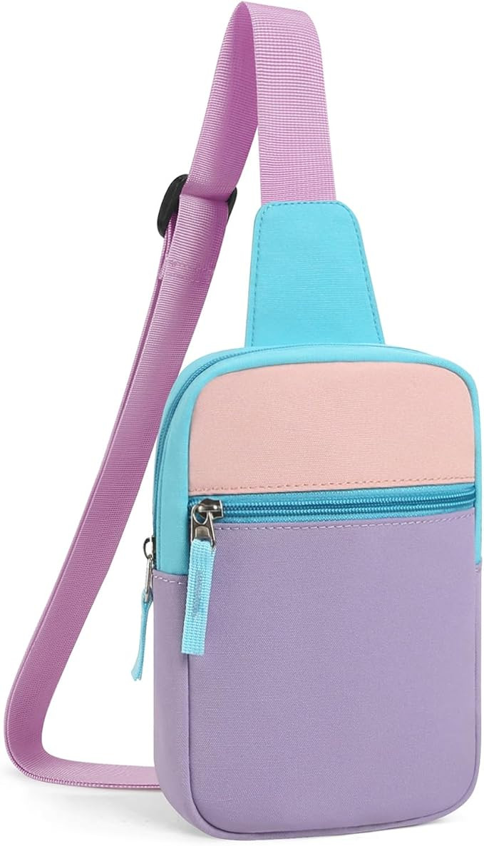 Kids Crossbody Small Sling Bag Girls Fanny Pack Colorblock Belt Bags Cute Purse Chest Bag for Gir... | Amazon (US)