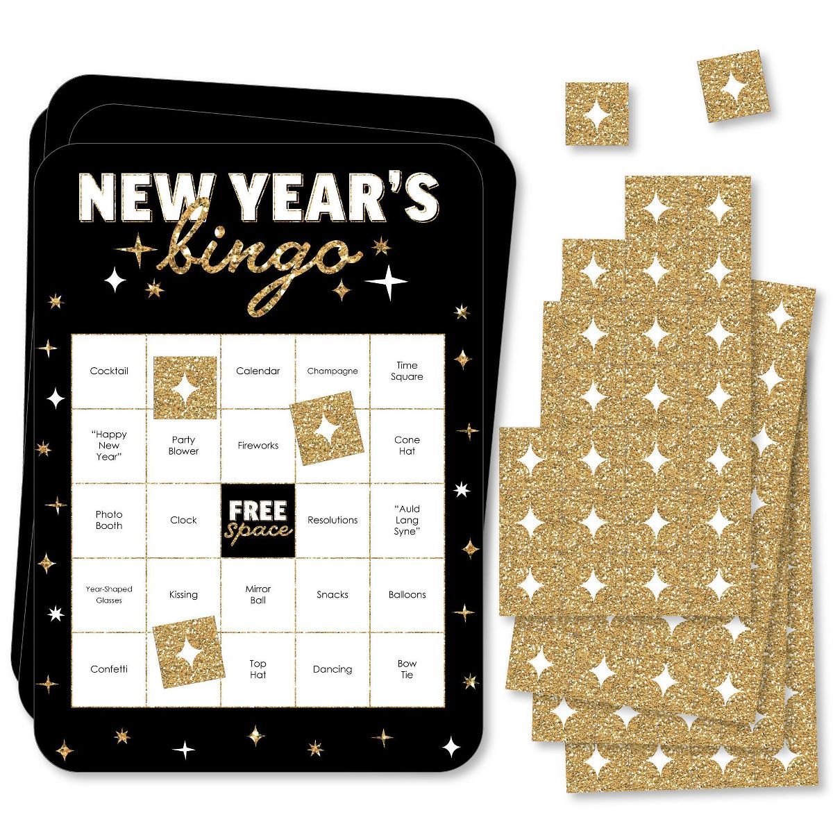 Big Dot of Happiness Hello New Year - Bar Bingo Cards and Markers - NYE Party Bingo Game - Set of... | Target
