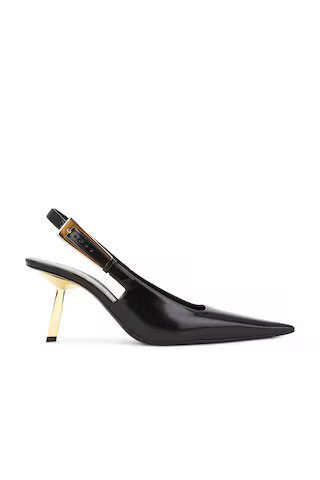 Saint Laurent Stone Slingback Pump in Black | FWRD 