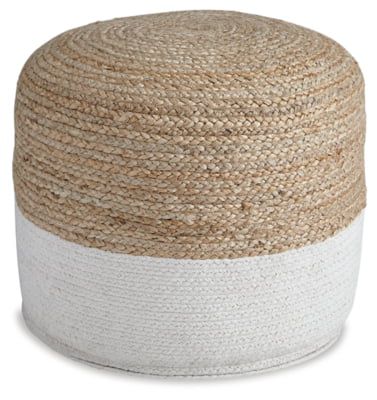 Signature Design by Ashley Sweed Valley Jute & Cotton Pouf,  20 x 20 Inches, Beige & White | Walmart (US)
