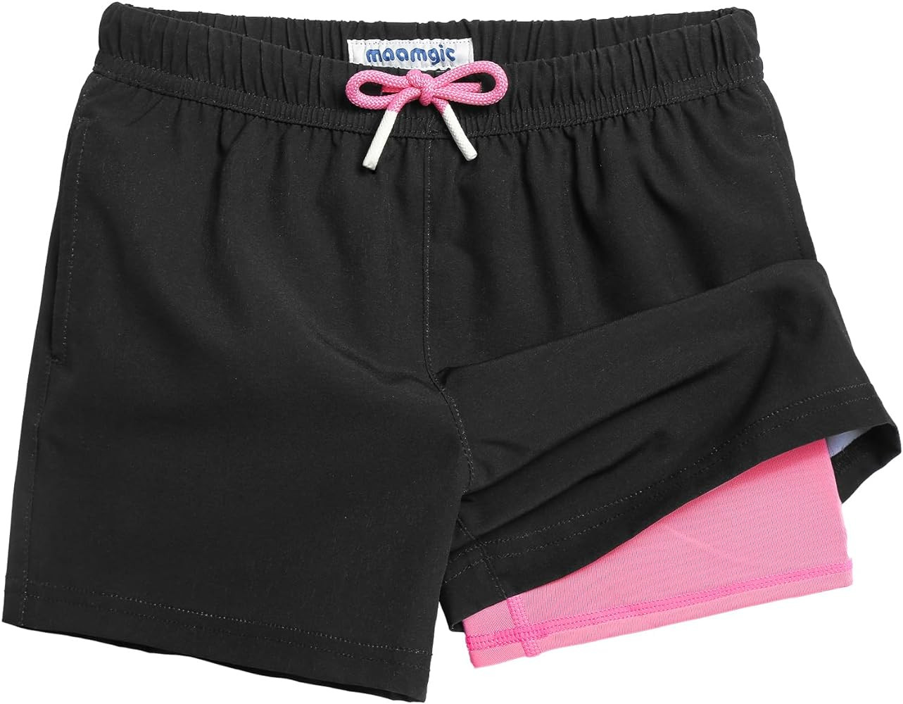 maamgic Boys Swim Trunks with Compression Liner Toddler Stretch Swim Shorts | Amazon (US)