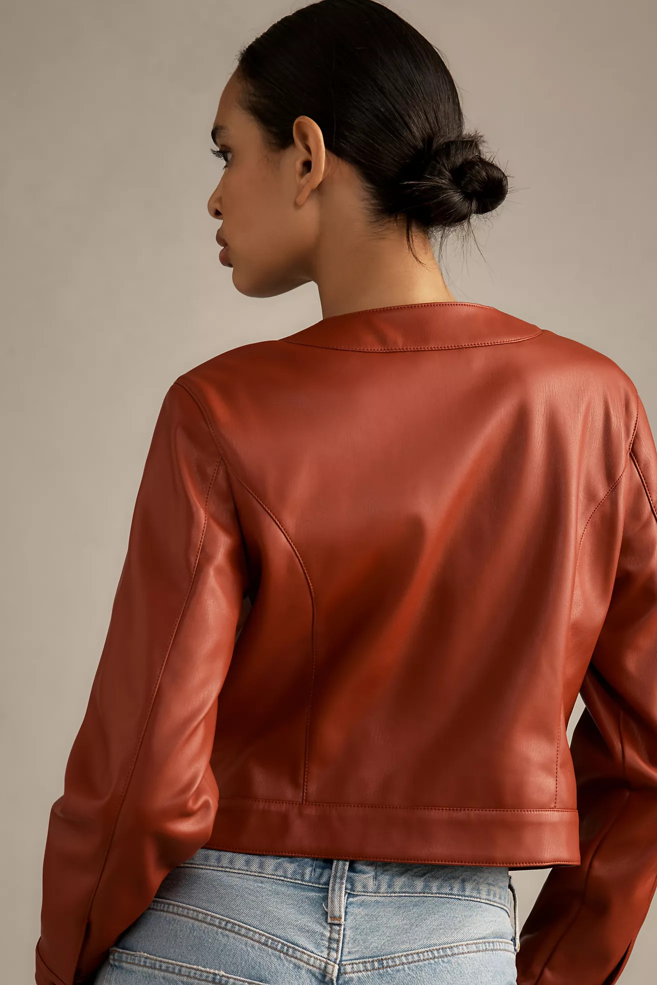 Maeve Faux Leather Patch Pocket Jacket | Anthropologie (US)
